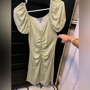 Green polka-dot dress